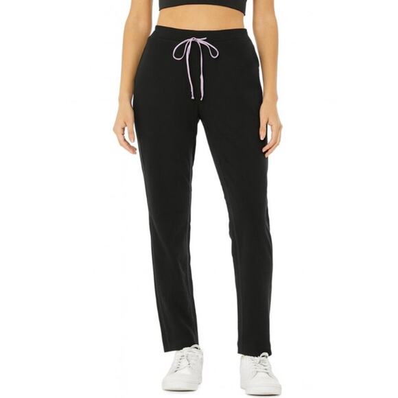 Lucy athletic leggings black ankle zip reflective draw string ankle SZ MD gym - Picture 1 of 9